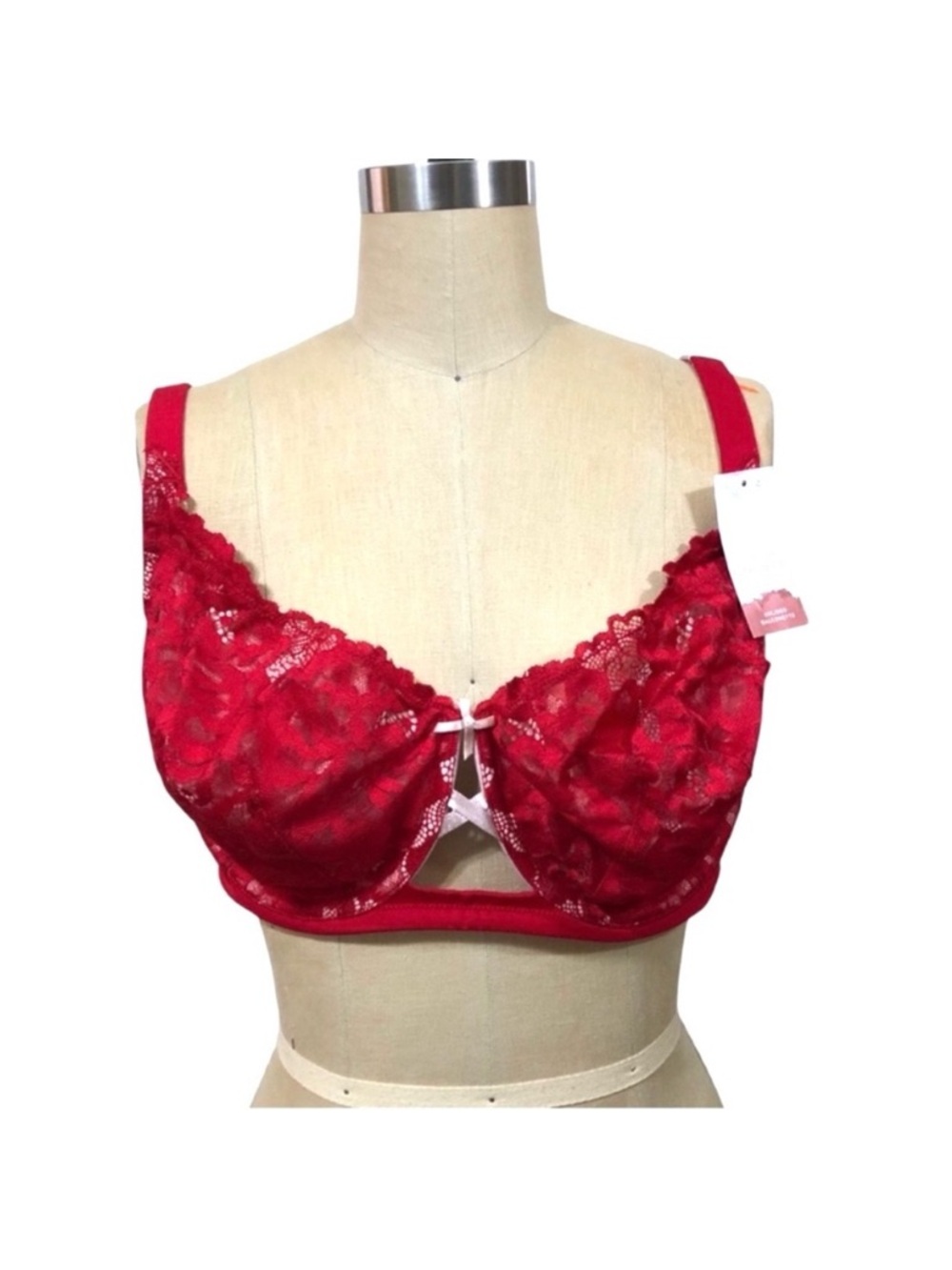 NWT CACIQUE LANE Bryant Unlined RED Lace Balconette Bra 40DDD comfy spandex bow